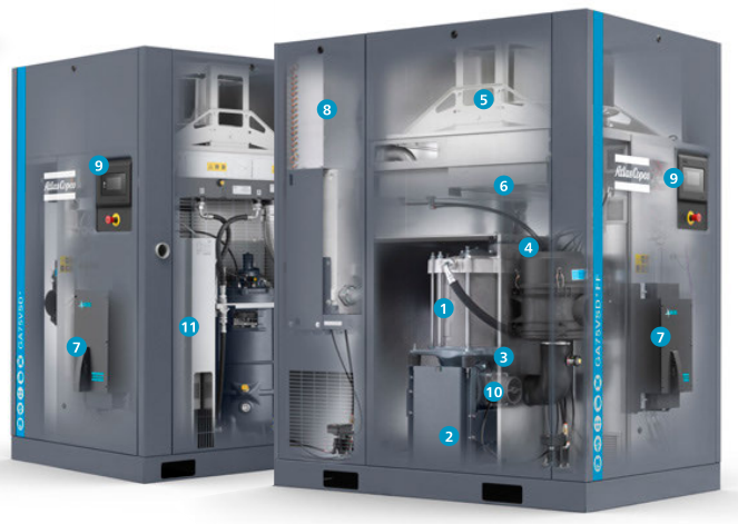 90 kw 아틀라스 코프코 VSD는 GA 90+VSD 회전 스크루우 주파수 변환 0을 더합니다